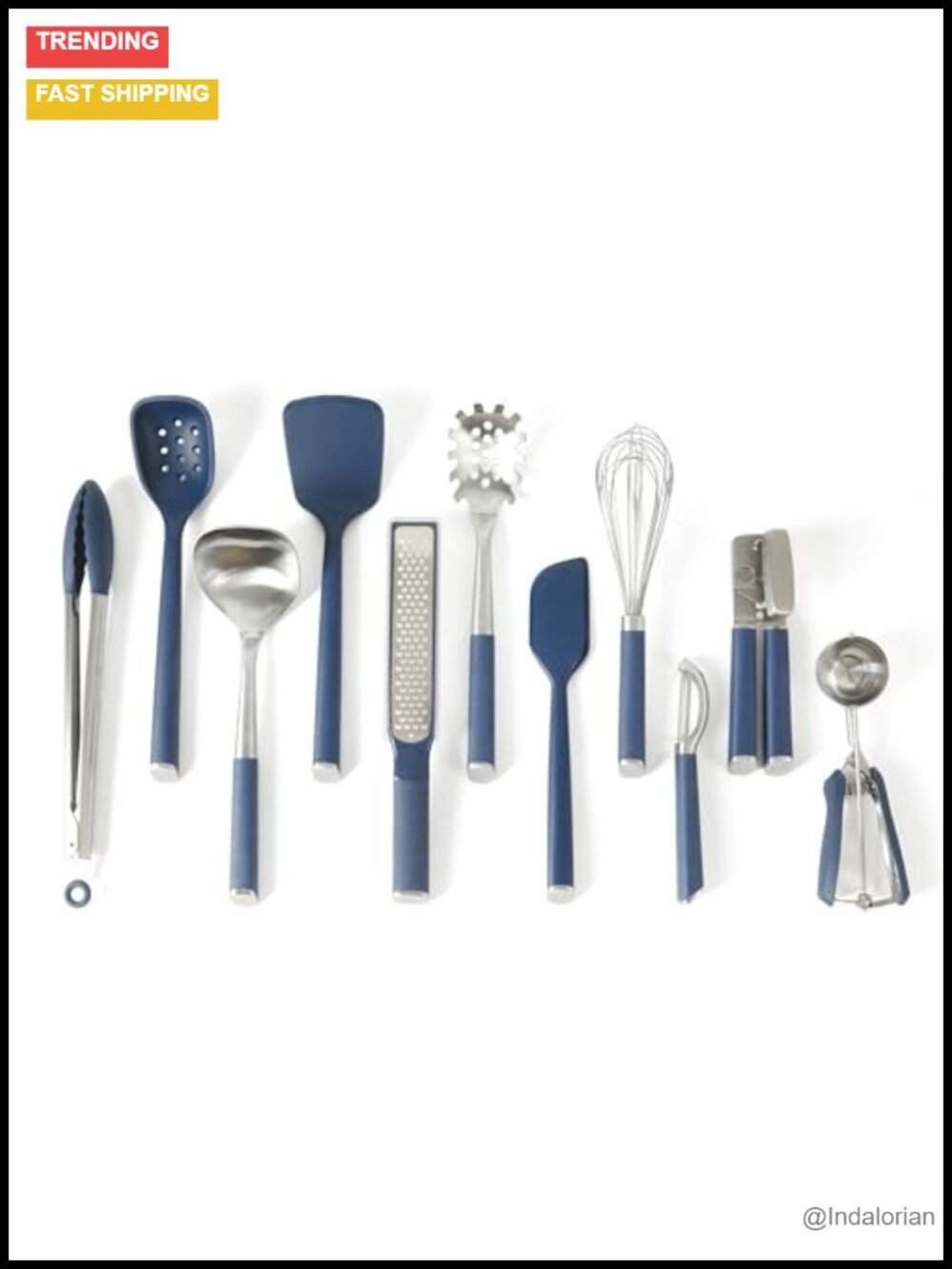 Calphalon Edge 11-Piece Silicone Stainless Steel Kitchen Utensil Set Heat